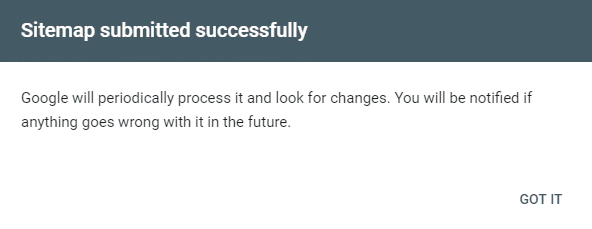 Sitemap Succesfully Submitted