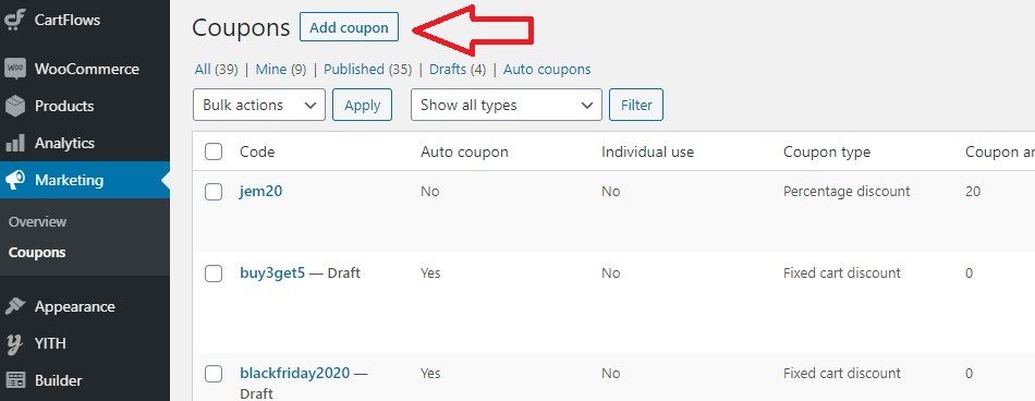 WooCommerce Add Coupon