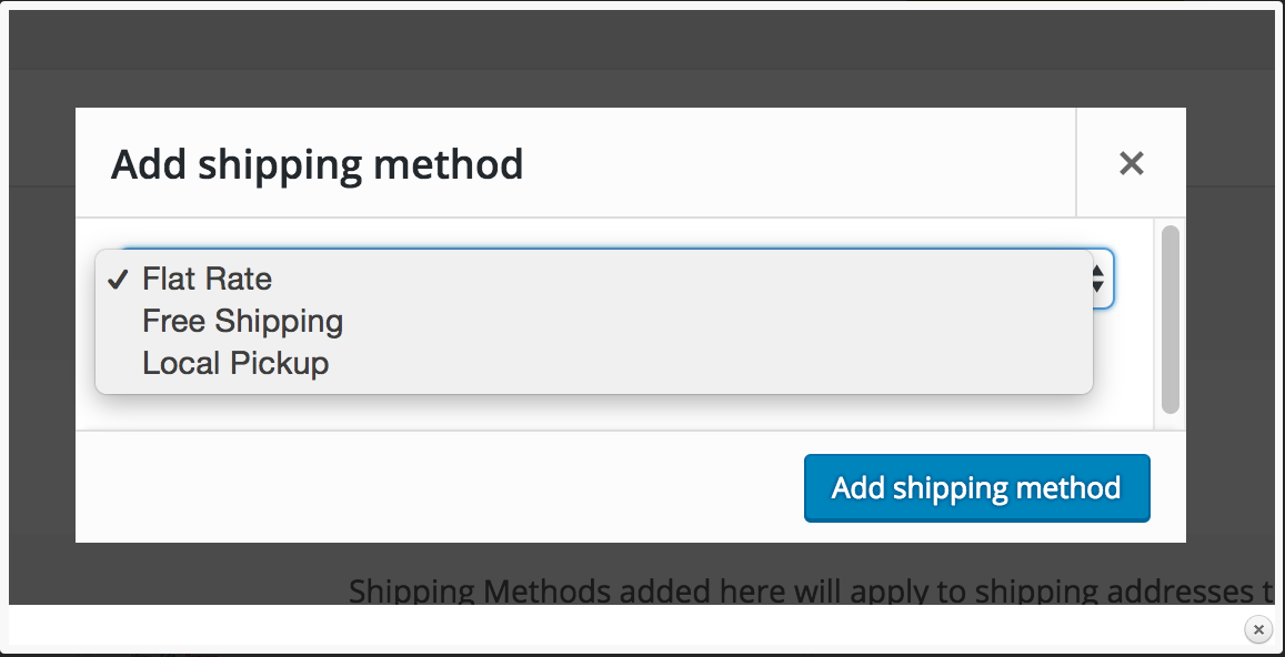 Woocommerce Add Shipping method