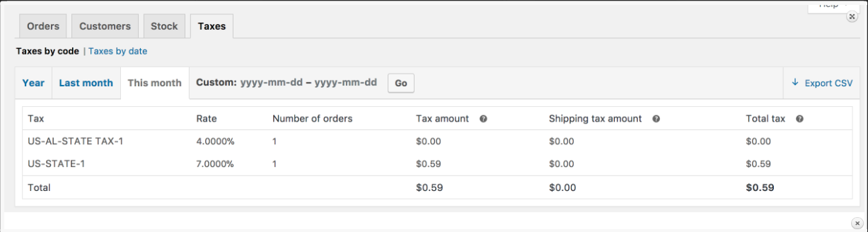 Woocommerce Taxes by code
