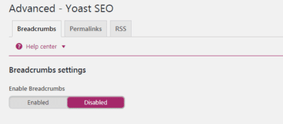 Yoast - Breadcrumbs settings