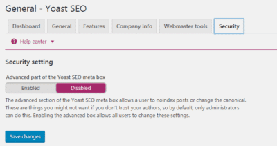 Yoast - Security setting