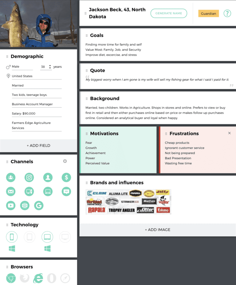 Customer Persona Example - Fisherman