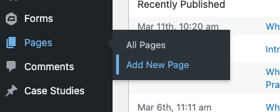 Go to Pages > Add New.