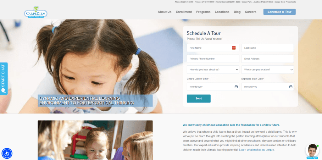 Carpe Diem Private Preschool - Website Design