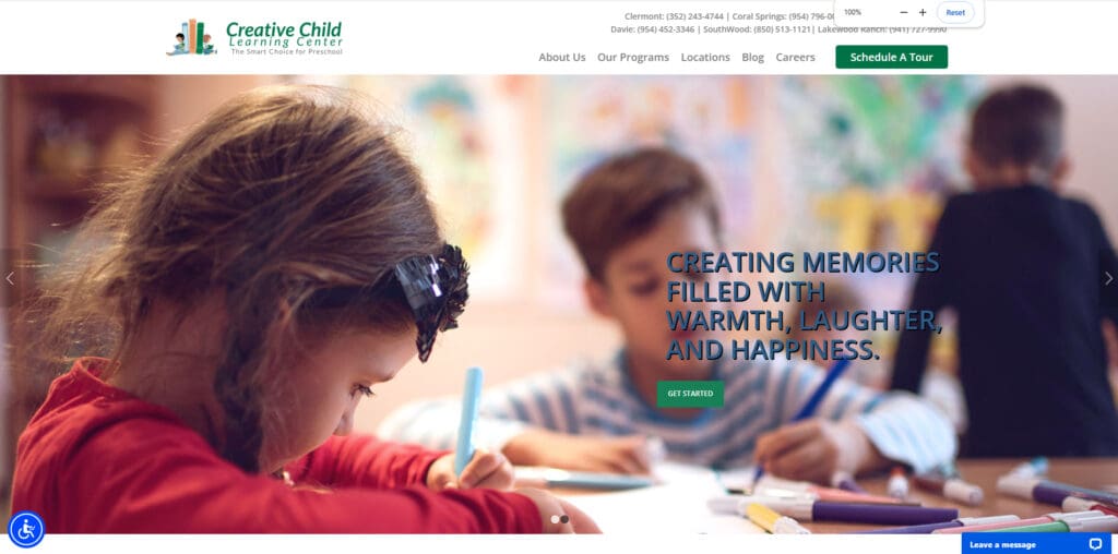 Creative Child Learning Center - Website Design