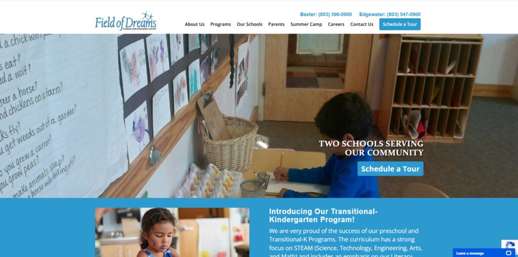 Field of Dreams Center - Website Design