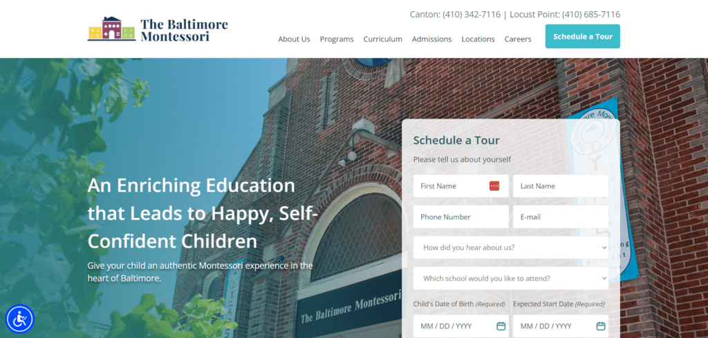 The Baltimore Montessori School - Website Design