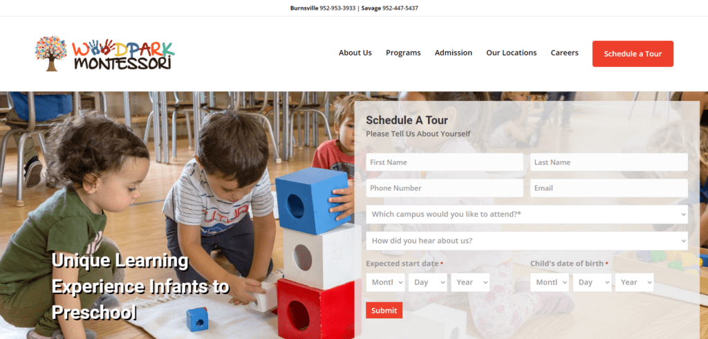 Wood Park Montessori - Website Design