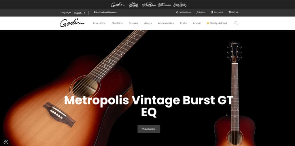 Godin Guitars - Best Woocommerce Website